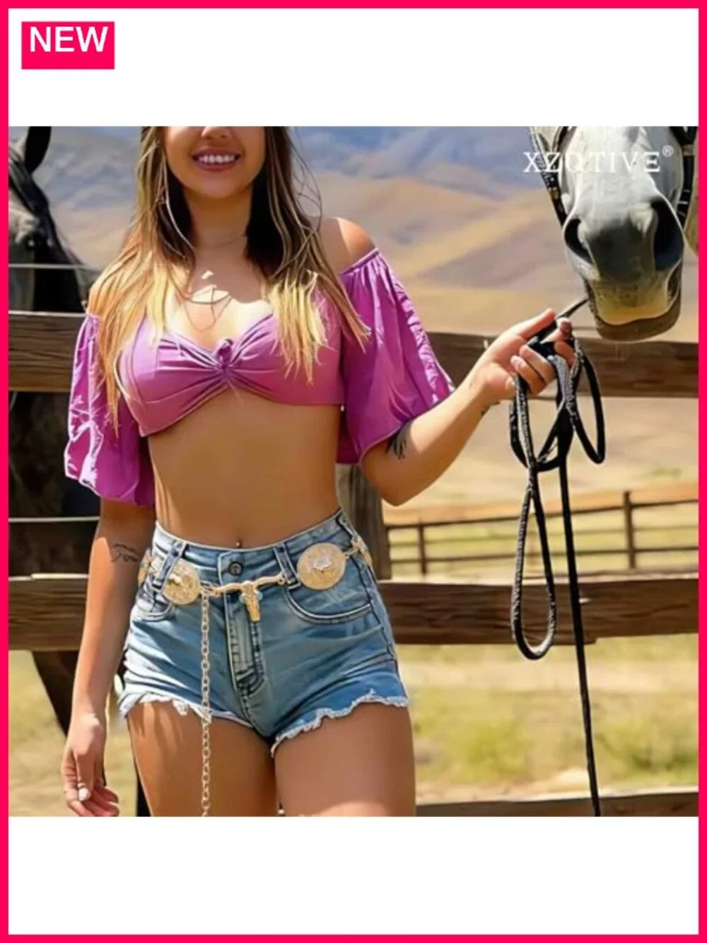 Western Concho Belt for Women Metal Chain Cowgirl Rodeo Waist Belt